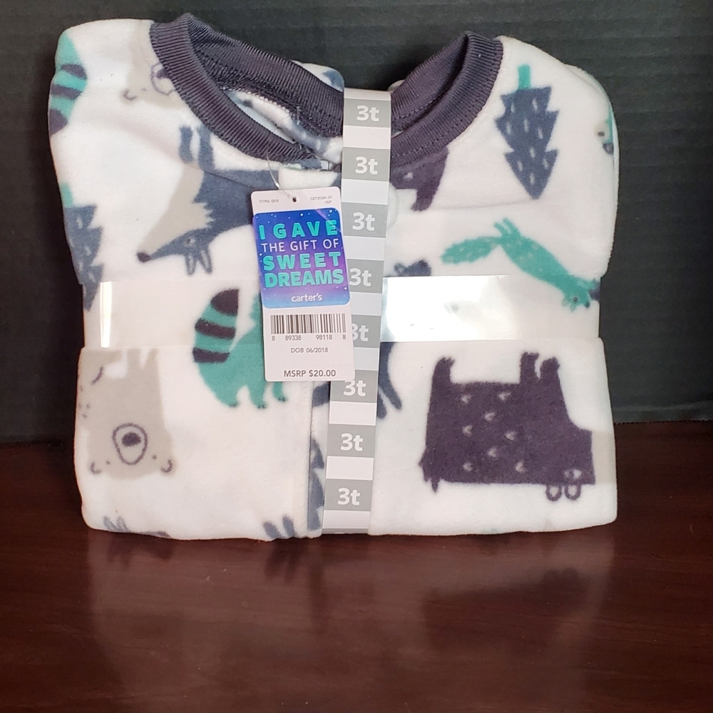 Brand New! Carter's 1-Piece Animals Cotton Blend Footie PJs 3T